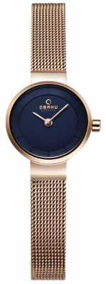 Obaku Womans Gold Mesh And Navy Metal Watch V199LXVLMV Obaku Womans Gold Mesh And Navy Metal Watch V199LXVLMV