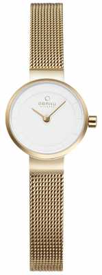 Obaku Womans Gold Mesh And White Metal Watch V199LXGIMG Obaku Womans Gold Mesh And White Metal Watch V199LXGIMG