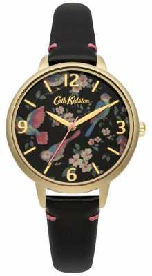 Cath Kidston Ladies Black Leather British Bird Watch CKL001BG Cath Kidston Ladies Black Leather British Bird Watch CKL001BG