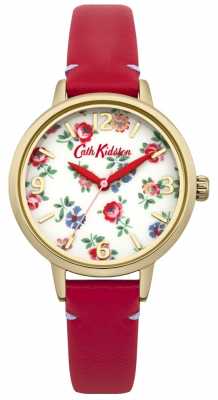 Cath Kidston Ladies Red Leather Linen Sprig Watch CKL006RG Cath Kidston Ladies Red Leather Linen Sprig Watch CKL006RG