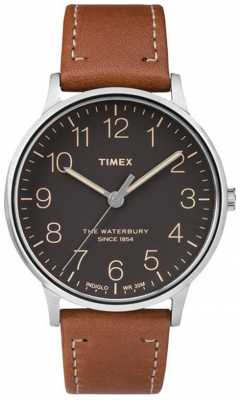 Timex Mens Waterbury Classic Black Dial Brown Strap TW2P95800 Timex Mens Waterbury Classic Black Dial Brown Strap TW2P95800