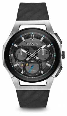 Bulova Mens Curv Chronograph Black Rubber Strap 98A161 Bulova Mens Curv Chronograph Black Rubber Strap 98A161