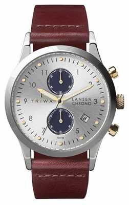 Triwa Mens Lansen Chrono Silver Brown Leather LCST115-CL010312 Triwa Mens Lansen Chrono Silver Brown Leather LCST115-CL010312