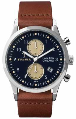 Triwa Unisex Pacific Lansen Chronograph Navy Brown Leather LCST117-CL010212 Triwa Unisex Pacific Lansen Chronograph Navy Brown Leather LCST117-CL010212
