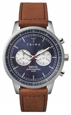 Triwa Mens Blue Steel Nevil Chronograph Brown Leather NEST108-SC010216 Triwa Mens Blue Steel Nevil Chronograph Brown Leather NEST108-SC010216