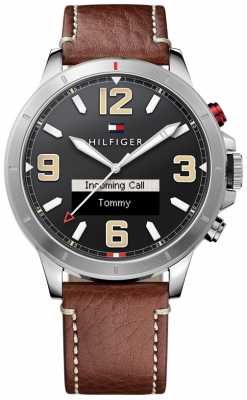 Tommy Hilfiger TH 24/7 Smartwatch Brown Leather Strap Black Dial 1791296 Tommy Hilfiger TH 24/7 Smartwatch Brown Leather Strap Black Dial 1791296