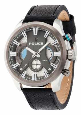 Police Mens Cyclone Black Leather Strap Silver Dial 14639JSTU/04 Police Mens Cyclone Black Leather Strap Silver Dial 14639JSTU/04