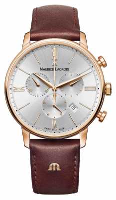Maurice Lacroix Eliros 40mm Mens Watch Brown Leather Rose Gold Plated EL1098-PVP01-111-1 Maurice Lacroix Eliros 40mm Mens Watch Brown Leather Rose Gold Plated EL1098-PVP01-111-1