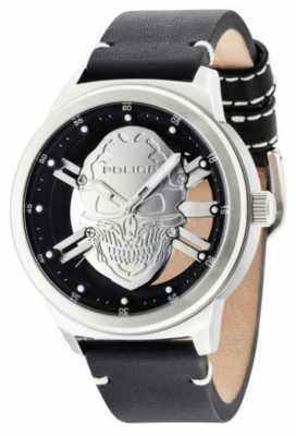 Police Mens Predator Gun Skull Black Leather Strap 14685JSB/61 Police Mens Predator Gun Skull Black Leather Strap 14685JSB/61