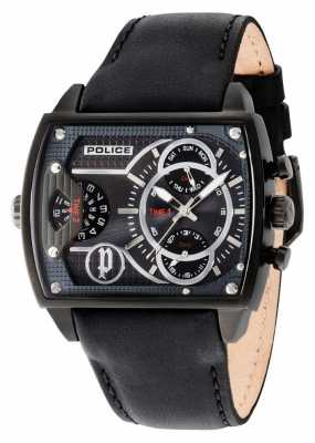 Police Mens Skorpion grau Multifunktionsrad schwarzes Lederarmband 14698JSB/13A Police Mens Skorpion grau Multifunktionsrad schwarzes Lederarmband 14698JSB/13A