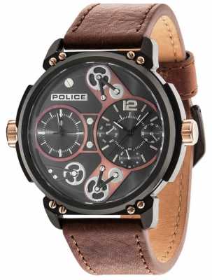 Police Mens Steampunk-braunes Zifferblatt Kamel Lederarmband 14693JSB/12A Police Mens Steampunk-braunes Zifferblatt Kamel Lederarmband 14693JSB/12A