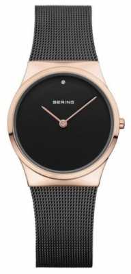 Bering Womans Classic Mesh Black Rose Gold Case 12130-166 Bering Womans Classic Mesh Black Rose Gold Case 12130-166