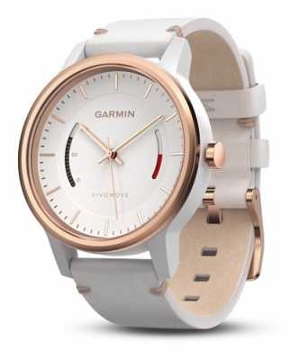 Garmin Unisex Vivomove Leather Band White 010-01597-11 Garmin Unisex Vivomove Leather Band White 010-01597-11
