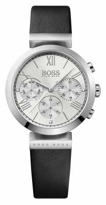 Hugo Boss Womens Classic Sport Black Leather Strap Silver Dial 1502395 Hugo Boss Womens Classic Sport Black Leather Strap Silver Dial 1502395