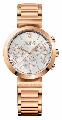 Hugo Boss Womens Classic Sport Rose Gold Plated Bracelet Silver Dial 1502399 Hugo Boss Womens Classic Sport Rose Gold Plated Bracelet Silver Dial 1502399