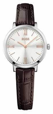 Hugo Boss Womens Jillian Brown Leather Strap Silver Dial 1502393 Hugo Boss Womens Jillian Brown Leather Strap Silver Dial 1502393