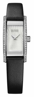 Hugo Boss Womens Cocktail Black Leather Strap Silver Dial 1502390 Hugo Boss Womens Cocktail Black Leather Strap Silver Dial 1502390