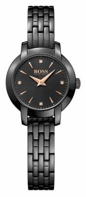 Hugo Boss Womens Success Black Plated Steel Bracelet Black Dial 1502387 Hugo Boss Womens Success Black Plated Steel Bracelet Black Dial 1502387