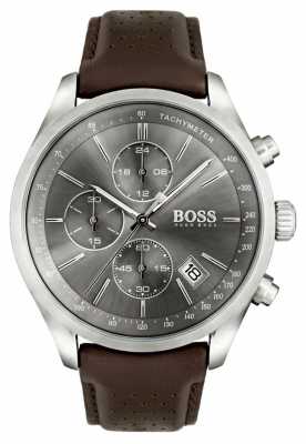 Hugo Boss Mens Grand Prix Brown Leather Strap Grey Dial 1513476 Hugo Boss Mens Grand Prix Brown Leather Strap Grey Dial 1513476