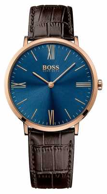 Hugo Boss Mens Jackson Brown Leather Strap Blue Dial 1513458 Hugo Boss Mens Jackson Brown Leather Strap Blue Dial 1513458