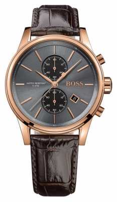 Hugo Boss Mens Jet Brown Leather Strap Grey Dial 1513281 Hugo Boss Mens Jet Brown Leather Strap Grey Dial 1513281