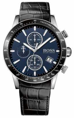 Hugo Boss Mens Rafale Black Leather Strap Blue Dial 1513391 Hugo Boss Mens Rafale Black Leather Strap Blue Dial 1513391
