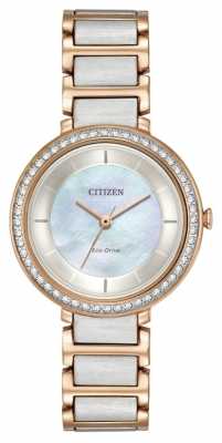 Citizen Womans Eco-Drive Silhouette Crystal Two Tone Rose Gold EM0483-89D Citizen Womans Eco-Drive Silhouette Crystal Two Tone Rose Gold EM0483-89D