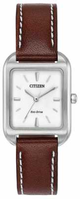 Citizen Womans Eco-Drive Silhouette Brown Leather EM0490-08A Citizen Womans Eco-Drive Silhouette Brown Leather EM0490-08A