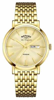 Rotary Mens Windsor Gold Plated Strap GB90156/03 Rotary Mens Windsor Gold Plated Strap GB90156/03