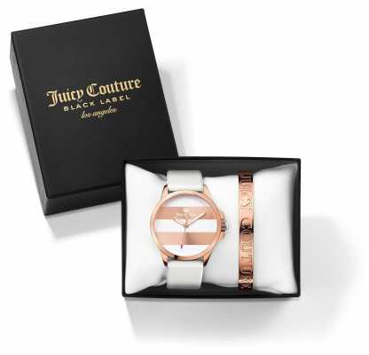 Juicy Couture Womans Fergi White Rose Gold Bangle Watch Gift Set 1950007 Juicy Couture Womans Fergi White Rose Gold Bangle Watch Gift Set 1950007
