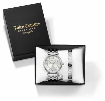 Juicy Couture Womans Socialite Silver Bangle And Watch Gift Set 1950010 Juicy Couture Womans Socialite Silver Bangle And Watch Gift Set 1950010