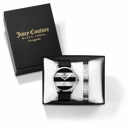 Juicy Couture Womans Jetsetter Black Silver Bangle And Watch Gift Set 1950011 Juicy Couture Womans Jetsetter Black Silver Bangle And Watch Gift Set 1950011