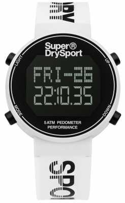 Superdry Unisex Digi Pedometer White Silicone Strap SYG203W Superdry Unisex Digi Pedometer White Silicone Strap SYG203W