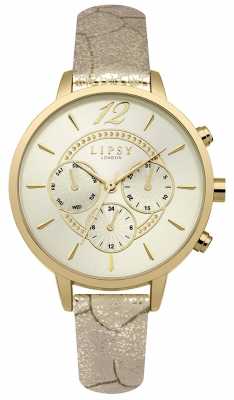 Lipsy Womans Gold PU Strap Champagne Chrono LP505 Lipsy Womans Gold PU Strap Champagne Chrono LP505
