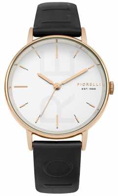 Fiorelli Womans Black Embossed Strap White Dial FO036BRG Fiorelli Womans Black Embossed Strap White Dial FO036BRG