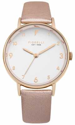 Fiorelli Womans Rose Gold Metallic Strap White Dial FO037RG Fiorelli Womans Rose Gold Metallic Strap White Dial FO037RG