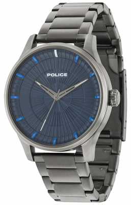 Police Mens Jet 3 Hände blaues Zifferblatt schwarz ip 15038JSU/03M Police Mens Jet 3 Hände blaues Zifferblatt schwarz ip 15038JSU/03M