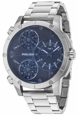 Police Mens Klapperschlange blaues Zifferblatt Edelstahl 14699JS/02M Police Mens Klapperschlange blaues Zifferblatt Edelstahl 14699JS/02M
