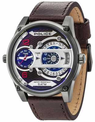 Police Mens d-jay Datumsanzeige Zifferblatt braun braunes Lederarmband 14835JSU/12 Police Mens d-jay Datumsanzeige Zifferblatt braun braunes Lederarmband 14835JSU/12