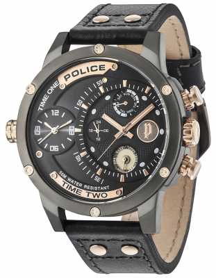 Police Mens Addierer Multi-Funktions-Datum dunkelblauen Zifferblatt Lederarmband 14536JSU/03 Police Mens Addierer Multi-Funktions-Datum dunkelblauen Zifferblatt Lederarmband 14536JSU/03