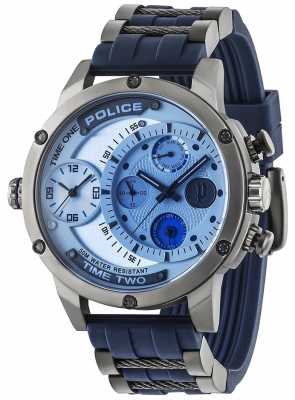 Police Mens Addierer Multifunktions-Datum Silberzifferblatt Kautschukband 14536JSU/04P Police Mens Addierer Multifunktions-Datum Silberzifferblatt Kautschukband 14536JSU/04P