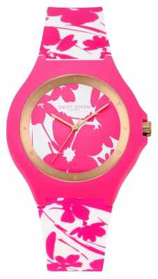 Daisy Dixon Womans Pink White Floral Silicone Strap DD040WP Daisy Dixon Womans Pink White Floral Silicone Strap DD040WP