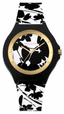 Daisy Dixon Womans Black White Floral Silicone Strap DD040WB Daisy Dixon Womans Black White Floral Silicone Strap DD040WB