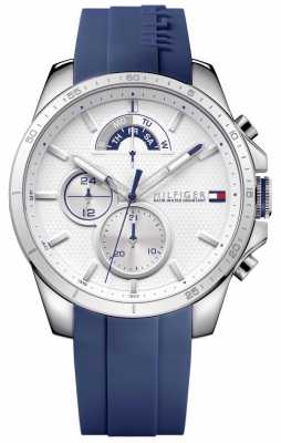 Tommy Hilfiger Mens Blue Rubber White Chronograph 1791349 Tommy Hilfiger Mens Blue Rubber White Chronograph 1791349