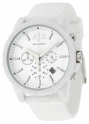 Armani Exchange Mens Active White Chronograph Silicone AX1325 Armani Exchange Mens Active White Chronograph Silicone AX1325