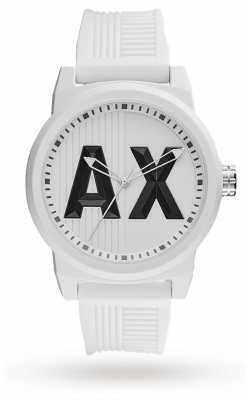 Armani Exchange Mens Matte Textured White Silicone Logo Print AX1450 Armani Exchange Mens Matte Textured White Silicone Logo Print AX1450