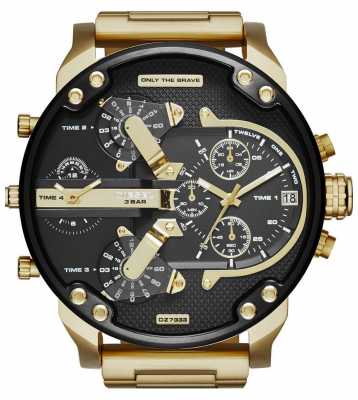 Diesel Mens Mr Daddy 2.0 Gold Toned Black Dial DZ7333 Diesel Mens Mr Daddy 2.0 Gold Toned Black Dial DZ7333