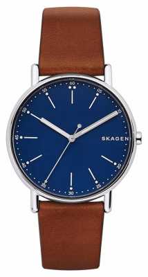 Skagen Mens Signature Brown Leather Strap Blue Dial SKW6355 Skagen Mens Signature Brown Leather Strap Blue Dial SKW6355
