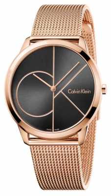 Calvin Klein Mens Minimal Rose Gold Mesh Black Dial K3M21621 Calvin Klein Mens Minimal Rose Gold Mesh Black Dial K3M21621