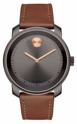 Movado bold Mens Brown Leather Strap grey dial 3600378 Movado bold Mens Brown Leather Strap grey dial 3600378